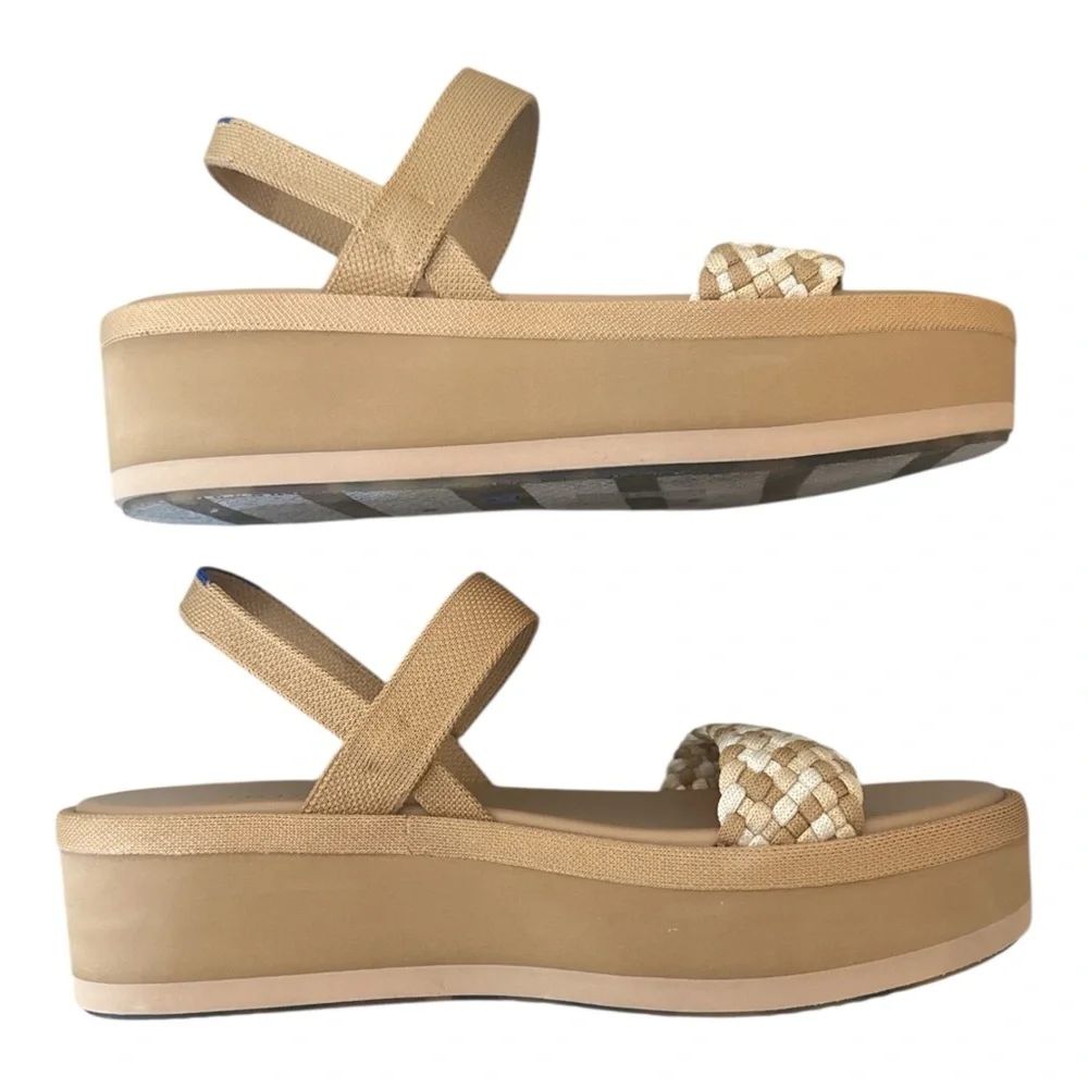 NWOT Rothy’s‎ Women’s Lightweight Wedge Sandal Neutral Beige Woven Size 11W
